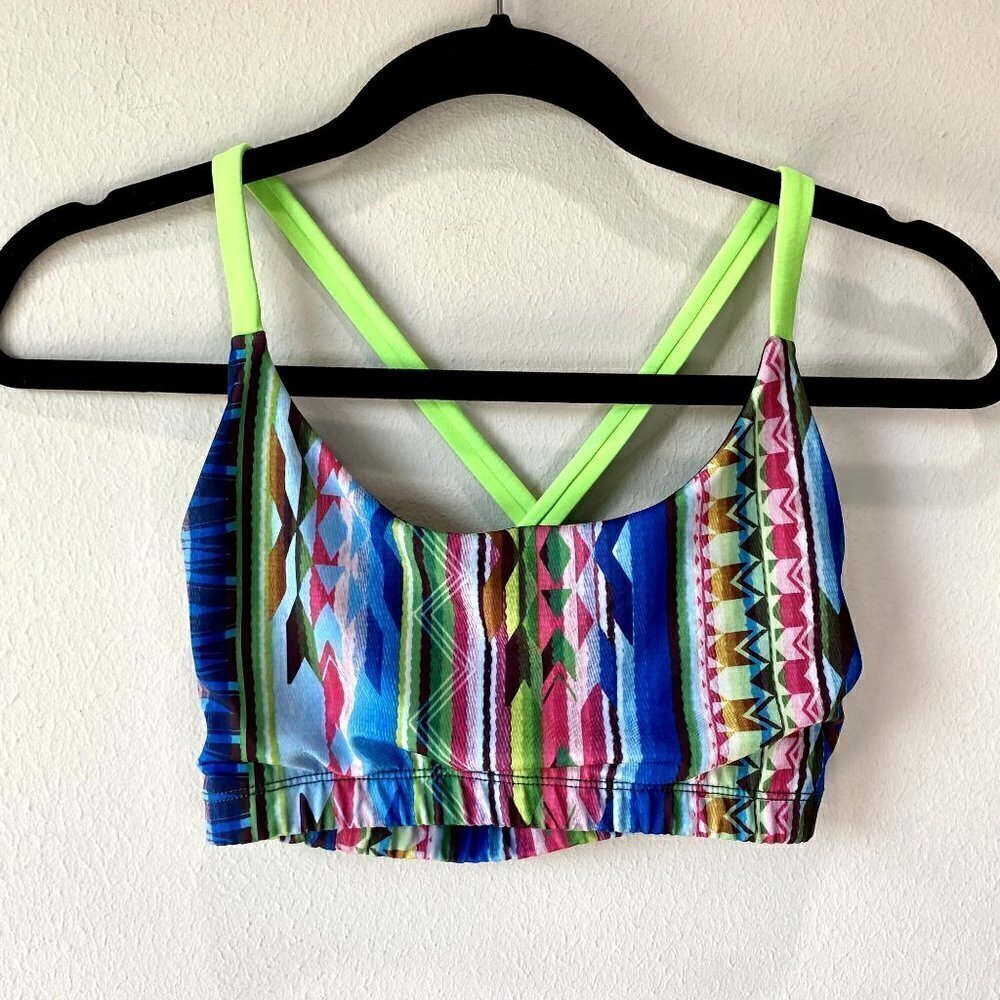Onzie Neon Printed Cross Back Bikini Top S/M